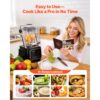 VEVOR Standmixer 2 L Smoothie Mixer mit Schutzabdeckung 2200 W Crushed Ice Maker mit Selbstreinigungsfunktion Einstellbarer Drehzahl 6 Voreingestellte Programme Smoothies Eiscrushing Pürees Schwarz – Bild 5