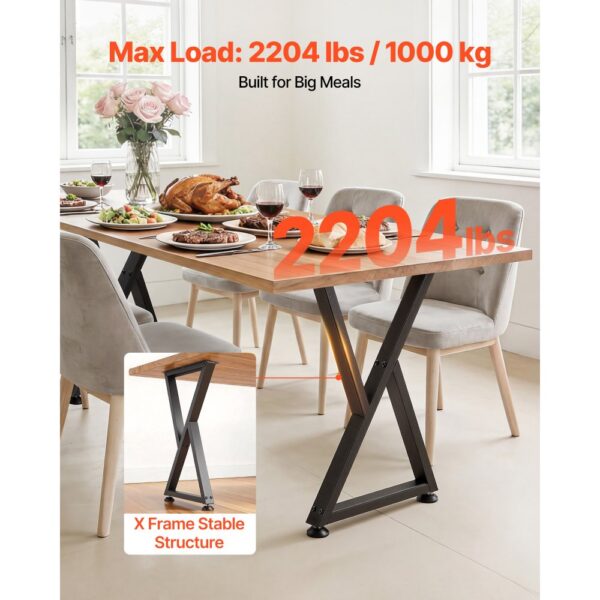 VEVOR Tischkufen 2er-Set 472x740 mm, Z-förmige Tischuntergestell 1000 kg, Tischbeine Kohlenstoffstahl, Möbelfüße, Tischgestell, Tischfüße für Schreibtische, Couchtische, Esstische, Schwarz – Bild 2