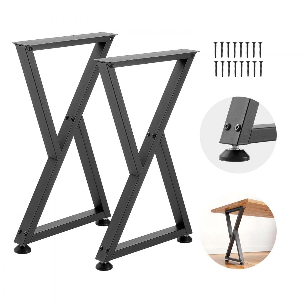 VEVOR Tischkufen 2er-Set 472x740 mm, Z-förmige Tischuntergestell 1000 kg, Tischbeine Kohlenstoffstahl, Möbelfüße, Tischgestell, Tischfüße für Schreibtische, Couchtische, Esstische, Schwarz