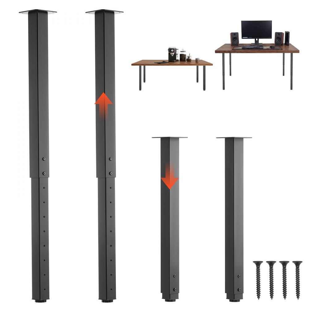 VEVOR Tischbeine 4er-Set, Möbelfüße 60–100cm Höhenverstellbar, Tischfüße Max. 544 kg, Teleskopbein aus Kohlenstoffstahl, für Schreibtische, Couchtische, Esstische, Werkbänke, Quadratisch