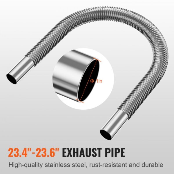 VEVOR Diesel-Heizungsrohr-Kanalset, 7,6 cm ausziehbarer Luftkanalschlauch, 2,5 cm Edelstahl-Auspuffrohr, 2 Entlüftungsöffnungen, T-Stück-Luftauslassanschluss und Schlauchschellen – Bild 5
