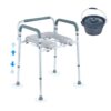 VEVOR Toilettenstuhl Nachtstuhl mit Gepolsterter Sitzfläche & Armlehnen, 7-stufig höhenverstellbar, 5,8 L Abnehmbarer Eimer, Einfach zu Montieren, 158 kg Fassungsvermögen, Erhöhter Toilettensitz