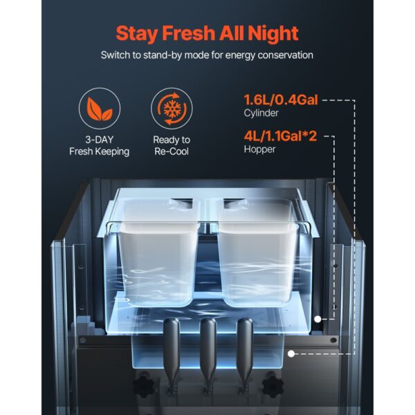 VEVOR Kommerzielle Eismaschine, 1800 W, 3-Geschmacksrichtungen, Softeismaschine Arbeitsplatte, 2 x 4 L Trichter, 2 x 1,8 L Zylinder, LCD-Bildschirm, Automatische Reinigung, Vorkühlung – Bild 4 VEVOR Kommerzielle Eismaschine, 1800 W, 3-Geschmacksrichtungen, Softeismaschine Arbeitsplatte, 2 x 4 L Trichter, 2 x 1,8 L Zylinder, LCD-Bildschirm, Automatische Reinigung, Vorkühlung – Bild 4