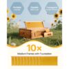 VEVOR Bienenstock-Starterset, mittlere Box, 100 % mit Bienenwachs beschichtetes natürliches Tannenholz, Langstroth-Bienenstock-Set mit 10 Rahmen und Mittelwänden, transparente Bienenfenster aus Acryl – Bild 2