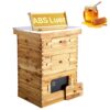 VEVOR Bienenstock, Zander Beute für 30 Rahmen, mit Bienenwachs beschichtetes Holz, 2 tiefe + 1 mittelgroßer Bienenkasten, Langstroth-Bienenstock-Set, transparente Acrylfenster mit Fundamenten