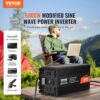 VEVOR Sinus-Wechselrichter 5000 W DC 12 V auf AC 230 V Wechselrichter mit 2 AC-Steckdosen 2 USB-Anschlüssen 1 Typ-C-Anschluss LCD-Display und Fernbedienung für Haushaltsgeräte mit hoher Belastung – Bild 2