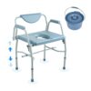 VEVOR Toilettenstuhl Nachtkommode mit Herunterklappbaren Armen und Abnehmbarer Rückenlehne, 5-stufig Höhenverstellbar 50-62 cm, Abnehmbarer 7-Liter-Eimer, Einfach zu Montieren, 453,6 kg Kapazität