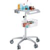 VEVOR Medizinischer Wagen, Salonwagen mit Rädern, Mobiler Rollwagen 68-109 cm Höhenverstellbar, Salonstationen aus Metall für Friseure, Rollender Desktop-Laborwagen für Klinik, Schönheit und Salon