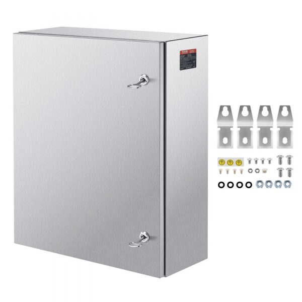 VEVOR Schaltschrank Elektroverteilerkasten, 600x500x200 mm, Edelstahl 304, Wandmontage, für elektrische und elektronische Außengeräte, Montageplatte, Scharniere, Schloss, Schutzart IP66 VEVOR Schaltschrank Elektroverteilerkasten, 600x500x200 mm, Edelstahl 304, Wandmontage, für elektrische und elektronische Außengeräte, Montageplatte, Scharniere, Schloss, Schutzart IP66