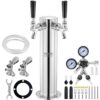 VEVOR Kegerator-Turm-Kit, Bier-Umrüstsatz mit zwei Zapfhähnen, Bier-Turmspender aus Edelstahl mit Doppelmessgerät W21.8-Regler und A-System-Fasskupplung, Bier-Tropfschale für Partys zu Hause