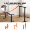 VEVOR Schreibtisch Gestell mit Doppelmotor, einstellbare Höhe 65-129 cm und Länge 110-178 cm, elektrisches Tischgestell, ergonomische Arbeitsstationsbasis, 3 Positionen (nur schwarzer Rahmen) – Bild 4