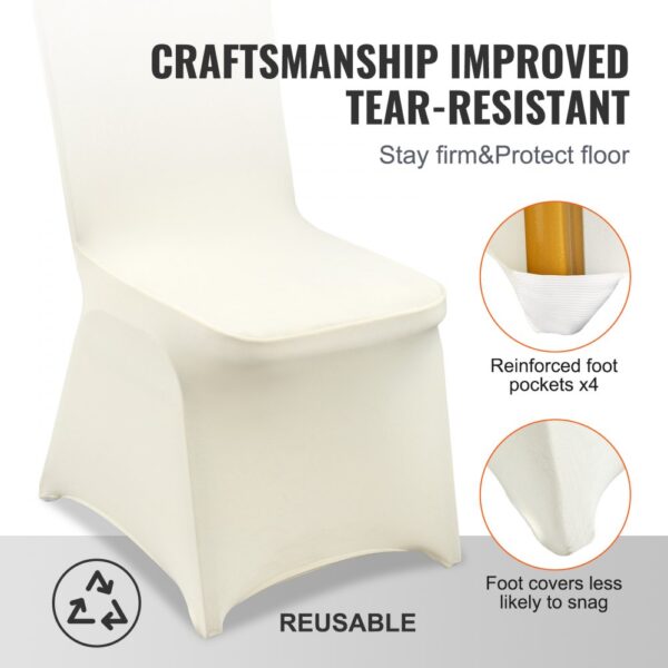 VEVOR Stuhlhussen für Klappstühle aus Elastischem Spandex, Universell Passender Stuhlbezug, Abnehmbare &Waschbare Schonbezüge, für Hochzeiten, Partys, Feiern, Essen (50 Stück, Beige) – Bild 5