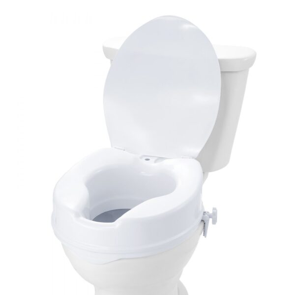 VEVOR Toilettensitzerhöhung Erhöhter Toilettensitz, 10 cm, 136 kg Tragkraft, Universelle Toilettensitzerhöhung, Schraubstangenverriegelung, mit Toilettensitz, für Behinderte, Patienten, Schwangere