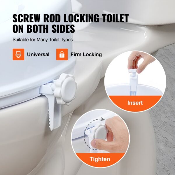 VEVOR Toilettensitzerhöhung Erhöhter Toilettensitz, 10 cm, 136 kg Tragkraft, Universelle Toilettensitzerhöhung, Schraubstangenverriegelung, mit Toilettensitz, für Behinderte, Patienten, Schwangere – Bild 3