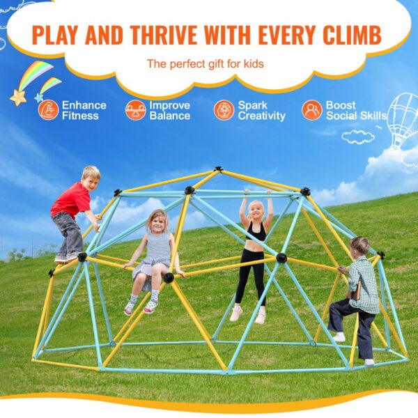VEVOR Kletterkuppel, 3,66 m geometrisches Kuppel-Kletterspielzentrum für Kinder von 3 bis 10 Jahren, Klettergerüst 340 kg Tragfähigkeit, mit Klettergriff, Outdoor-Spielgerät Garten Hinterhof – Bild 3