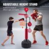 VEVOR Box-Speed-Trainer, Boxsack mit Ständer, Reflex-Boxsack für Jugendliche & Erwachsene, Höhenverstellbares Freistehendes Schlagsack-Set mit Handschuhen, Workout-Speed-Bag für Training Rot – Bild 3