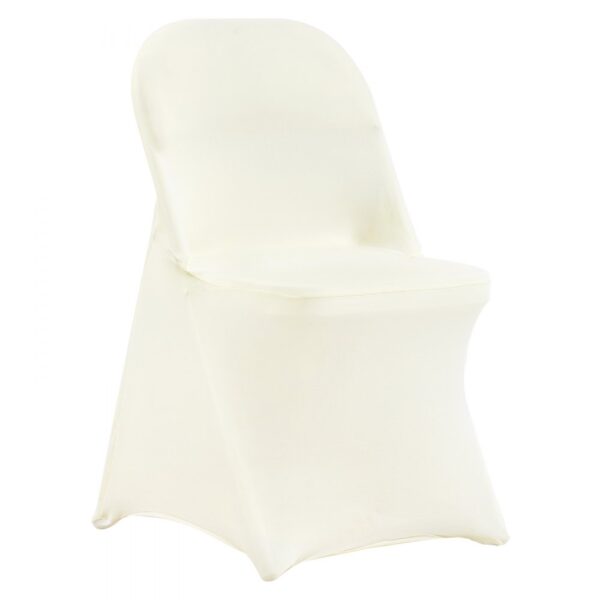 VEVOR Stuhlhussen für Klappstühle aus Elastischem Spandex, Universell Passender Stuhlbezug, Abnehmbare & Waschbare Schonbezüge, für Hochzeiten, Feiern, Essen (50 Stück, Elfenbeinweiß)