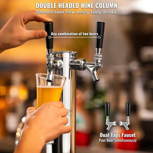VEVOR Kegerator-Turm-Kit, Bier-Umrüstsatz mit zwei Zapfhähnen, Bier-Turmspender aus Edelstahl mit Doppelmessgerät W21.8-Regler und A-System-Fasskupplung, Bier-Tropfschale für Partys zu Hause – Bild 4 VEVOR Kegerator-Turm-Kit, Bier-Umrüstsatz mit zwei Zapfhähnen, Bier-Turmspender aus Edelstahl mit Doppelmessgerät W21.8-Regler und A-System-Fasskupplung, Bier-Tropfschale für Partys zu Hause – Bild 4