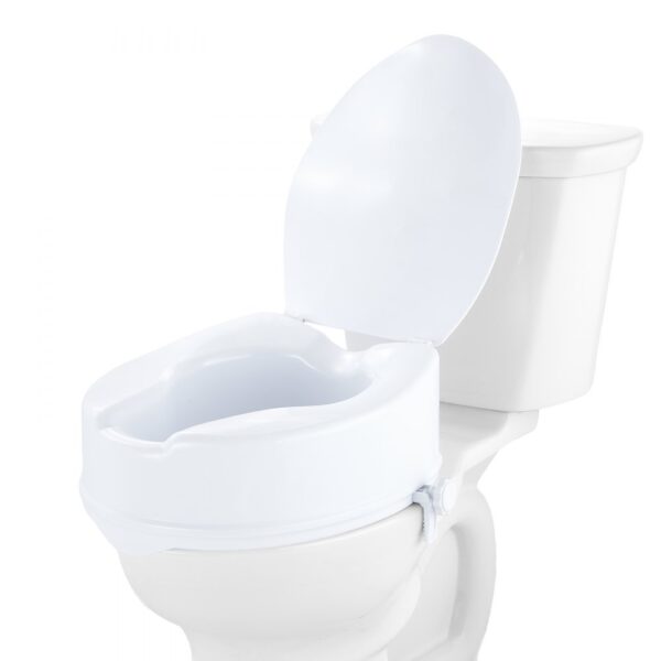 VEVOR Toilettensitzerhöhung Toilettenerhöhung 136 kg belastbar mit Toilettensitz & Doppelknopf, für Senioren Behinderte Patienten Schwangere Mediziner Weiß Universal Toilettensitzerhöhung