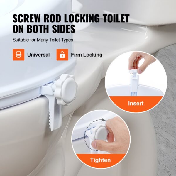 VEVOR Toilettensitzerhöhung Toilettenerhöhung 136 kg belastbar mit Toilettensitz & Doppelknopf, für Senioren Behinderte Patienten Schwangere Mediziner Weiß Universal Toilettensitzerhöhung – Bild 3
