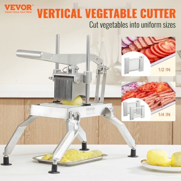 VEVOR Kommerzieller Gemüseschneider, 1/4 & 1/2 Zoll Tomatenschneider, Gemüseschneider aus Edelstahl & Aluminiumlegierung, Manueller Gemüseschneider, für Tomaten, Zwiebeln, Kartoffeln – Bild 2 VEVOR Kommerzieller Gemüseschneider, 1/4 & 1/2 Zoll Tomatenschneider, Gemüseschneider aus Edelstahl & Aluminiumlegierung, Manueller Gemüseschneider, für Tomaten, Zwiebeln, Kartoffeln – Bild 2