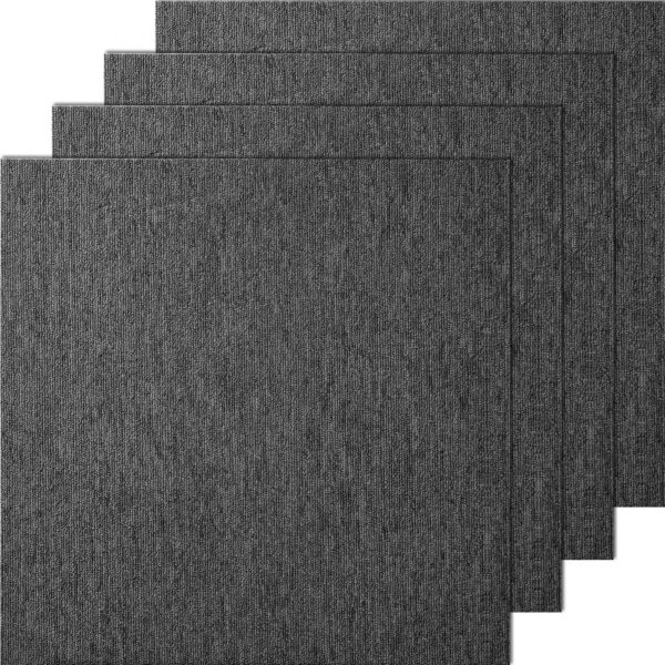 VEVOR Teppichfliesen, 500 x 500 x 5 mm, Teppichboden mit angebrachter Polsterung, weich gepolsterte Teppichfliesen, einfache DIY-Installation für Schlafzimmer und Wohnzimmer (20 Stk., Dunkelgrau)