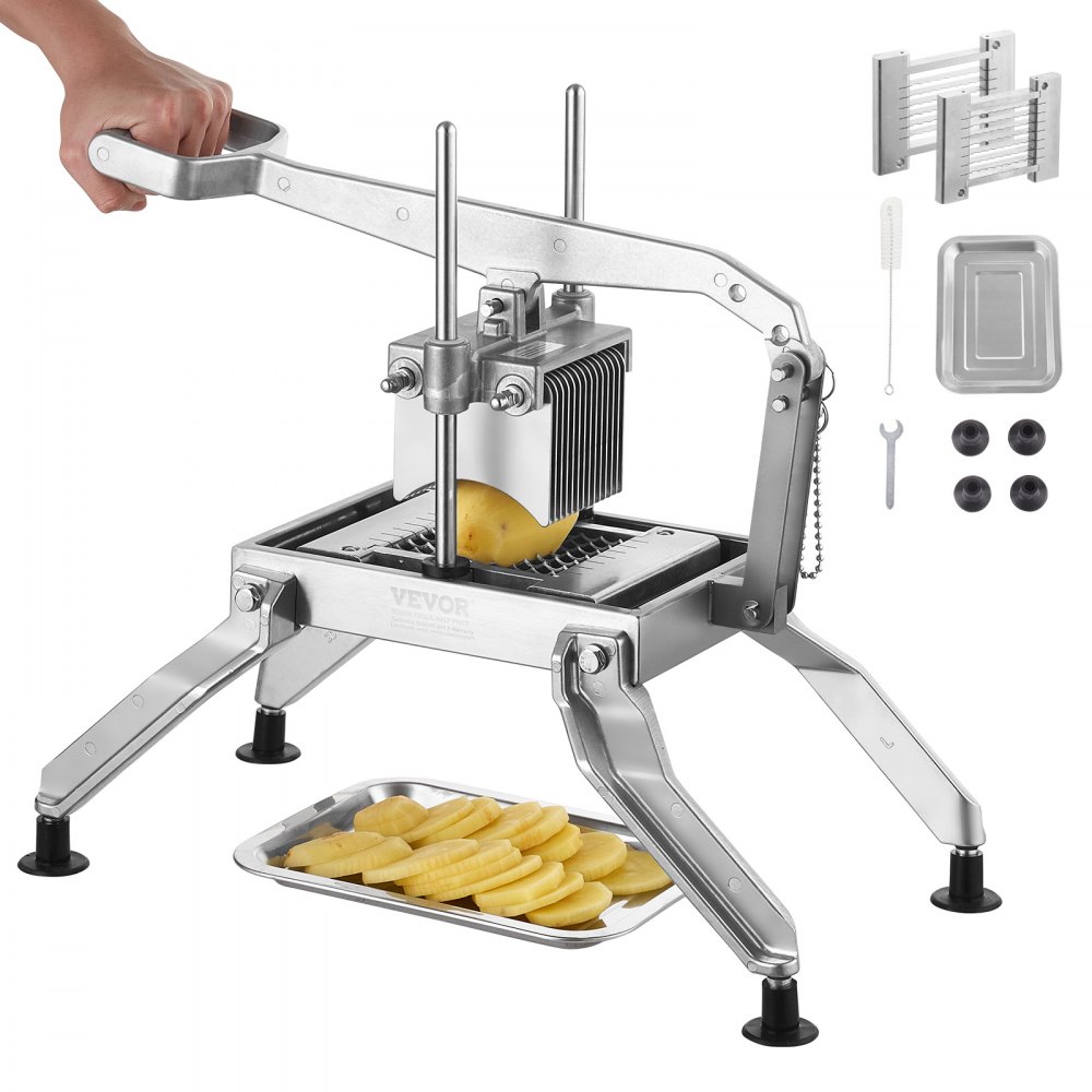 VEVOR Kommerzieller Gemüseschneider, 3/8 & 3/16 Zoll Tomatenschneider, Gemüseschneider aus Edelstahl & Aluminiumlegierung, Manueller Gemüseschneider, für Tomaten, Zwiebeln, Kartoffeln