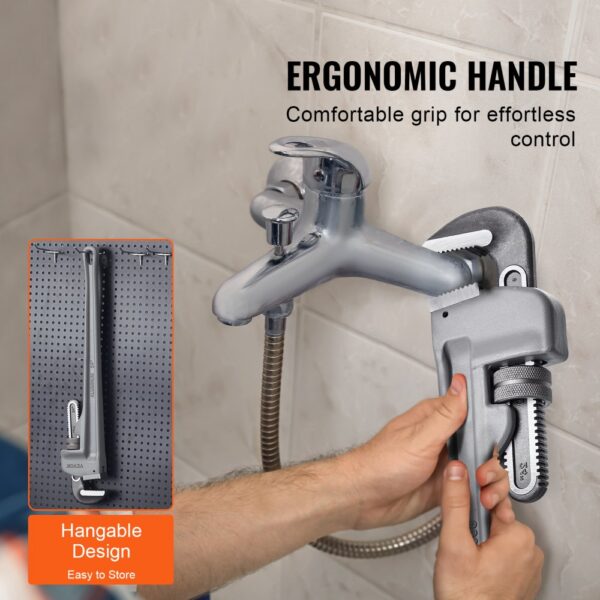 VEVOR Rohrzange, 24 Zoll gerade Aluminium-Rohrzange, verstellbarer Sanitärschlüssel, mit hochfester Backe und ergonomischem Griff, leicht zu tragen, aufhängbares Design, für Wasserleitungen – Bild 4 VEVOR Rohrzange, 24 Zoll gerade Aluminium-Rohrzange, verstellbarer Sanitärschlüssel, mit hochfester Backe und ergonomischem Griff, leicht zu tragen, aufhängbares Design, für Wasserleitungen – Bild 4