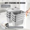 VEVOR 8er-Pack Hotelpfannen, 1/3 Anti-Stau-Dampfpfanne mit Deckel, 0,8 mm dicke Edelstahl-Dampftischpfanne, 6 Zoll tiefe kommerzielle Tischpfanne, Catering-Aufbewahrungspfanne für Lebensmittel, für Industrie und Wissenschaft – Bild 4