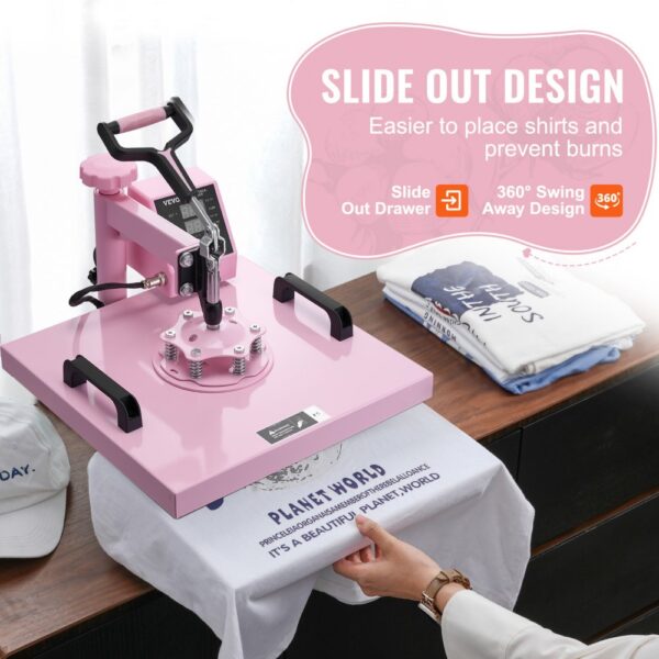 VEVOR Hitzepresse Transferpresse 38x38cm 8 in 1 Tumbler Presse T-Shirts Rosa – Bild 4