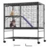 VEVOR 39" rollender Frettchenkäfig aus Eisen, großer 2-stöckiger Käfig, Kleintierkäfig mit Rampen und Tablett, einfach aufzubauen für Hausratten, Hamster, Meerschweinchen, Chinchillas