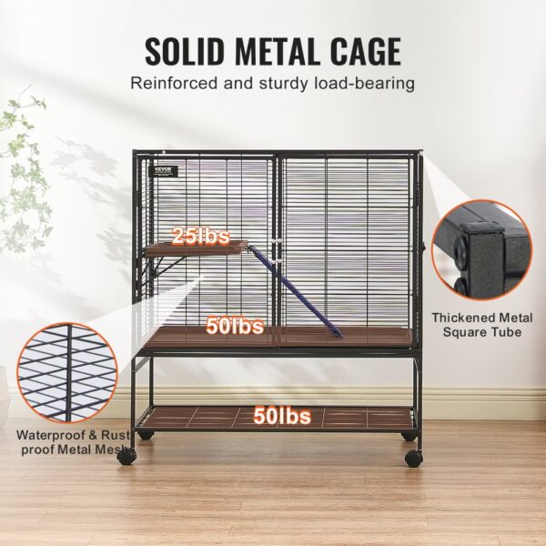VEVOR 39" rollender Frettchenkäfig aus Eisen, großer 2-stöckiger Käfig, Kleintierkäfig mit Rampen und Tablett, einfach aufzubauen für Hausratten, Hamster, Meerschweinchen, Chinchillas – Bild 4