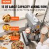 VEVOR Kommerzieller Küchenmixer, 14 l kommerzieller Standmixer mit 3 einstellbaren Geschwindigkeiten, 550 W Teigmixer mit Edelstahlschüssel und 3 Mixaufsätzen, ideal für Restaurant, Bäckerei, Konditorei, Café – Bild 2