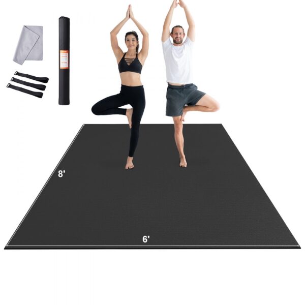 VEVOR Trainingsmatte, rutschfeste, hochdichte Premium-Yogamatte, Trainings-Yogamatte für Männer und Frauen, Fitness- und Trainingsmatte mit Tasche und Tragegurt, für alle Arten von Heim-Yoga, Pilates und Bodentraining (2,4 x 1,8 m)