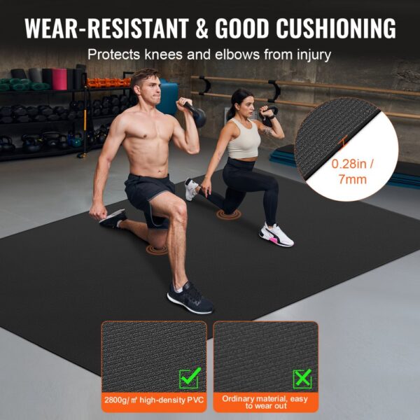 VEVOR Trainingsmatte, rutschfeste, hochdichte Premium-Yogamatte, Trainings-Yogamatte für Männer und Frauen, Fitness- und Trainingsmatte mit Tasche und Tragegurt, für alle Arten von Heim-Yoga, Pilates und Bodentraining (2,4 x 1,8 m) – Bild 4