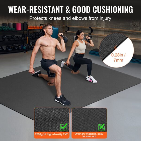 VEVOR Trainingsmatte, rutschfeste, hochdichte Premium-Yogamatte, Trainings-Yogamatte für Männer und Frauen, Fitness- und Trainingsmatte mit Tasche und Tragegurt, für alle Arten von Heim-Yoga, Pilates und Bodentraining (2,1 x 1,5 m) – Bild 4