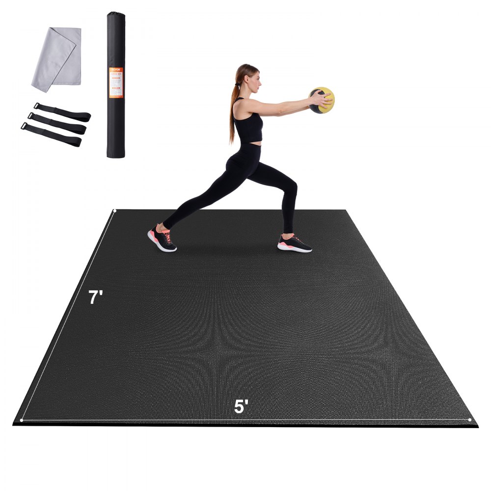 VEVOR Trainingsmatte, rutschfeste, hochdichte Premium-Yogamatte, Trainings-Yogamatte für Männer und Frauen, Fitness- und Trainingsmatte mit Tasche und Tragegurt, für alle Arten von Heim-Yoga, Pilates und Bodentraining (2,1 x 1,5 m)