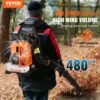 VEVOR Laubbläser als Rucksack, 52 CC 2-Takt-Benzin-Laubbläser mit 1,37 l Kraftstofftank, 480 CFM Luftvolumen, 175 MPH Geschwindigkeit, ideal für Rasenpflege, Laubreinigung und Schneeräumung – Bild 2