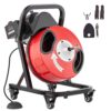 VEVOR Rohrreinigungsmaschine 50 FT x 1/2 Zoll, manuelle Rohrreinigungsmaschine mit Rädern, 4 Schneidern und luftaktiviertem Fußschalter für Rohre von 2 bis 4 Zoll