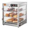 VEVOR 3-stufiger kommerzieller Speisenwärmer, 800 W Speisenwärmer mit Licht zur Aufwertung der Speisenpräsentation, 30 °C bis 85 °C Temperaturregelung, 90 l großes Fassungsvermögen für Hamburger, Pizza, Brot, Brathähnchen