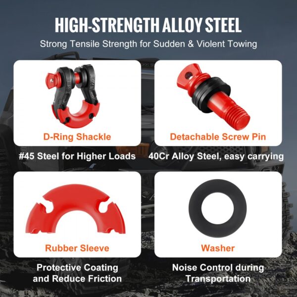 VEVOR 2er-Pack 3/4 Zoll D-Ring-Schäkel mit 7/8 Zoll Schraubstift Bruchfestigkeit 30000kg – Bild 3 VEVOR 2er-Pack 3/4 Zoll D-Ring-Schäkel mit 7/8 Zoll Schraubstift Bruchfestigkeit 30000kg – Bild 3
