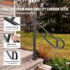 VEVOR Handlauf mit einem Pfosten für 1–3 Stufen im Außenbereich, 40,5" L x 35,4" H gebogener Treppenhandlauf aus Metall, bodenmontiertes Treppengeländer aus Karbonstahl, U-förmiger Haltegriff mit 2 rutschfesten Querstangen für die Garage – Bild 2