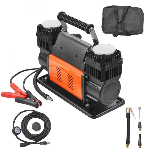 VEVOR 10,6 CFM Hochleistungs-Luftkompressor, 30 s schnelles Aufpumpen | Tragbarer Reifenfüller mit zwei Zylindern, 12 V 150 PSI Offroad-Luftpumpe mit Adaptern für LKWs, Autos, SUVs, 4 x 4-Fahrzeuge, Wohnmobile