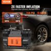 VEVOR 10,6 CFM Hochleistungs-Luftkompressor, 30 s schnelles Aufpumpen | Tragbarer Reifenfüller mit zwei Zylindern, 12 V 150 PSI Offroad-Luftpumpe mit Adaptern für LKWs, Autos, SUVs, 4 x 4-Fahrzeuge, Wohnmobile – Bild 2