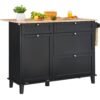 VEVOR Kücheninselwagen, 128 cm Frühstücksbar mit Holzplatte und ausklappbarem Müllschrank, 10 Gal Stauraum, Bauernhaus-Ess-/Wohnzimmertisch mit Klappplatte, Handtuchhalter, Schublade, schwarz VEVOR Kücheninselwagen, 128 cm Frühstücksbar mit Holzplatte und ausklappbarem Müllschrank, 10 Gal Stauraum, Bauernhaus-Ess-/Wohnzimmertisch mit Klappplatte, Handtuchhalter, Schublade, schwarz