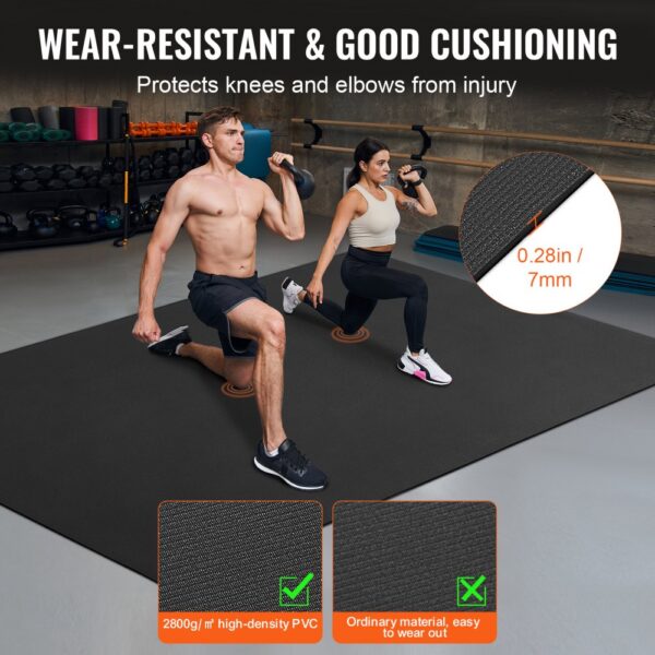 VEVOR Trainingsmatte, rutschfeste, hochdichte Premium-Yogamatte, Trainings-Yogamatte für Männer und Frauen, Fitness- und Trainingsmatte mit Tasche und Tragegurt, für alle Arten von Heim-Yoga, Pilates und Bodentraining (2,7 x 1,8 m) – Bild 4