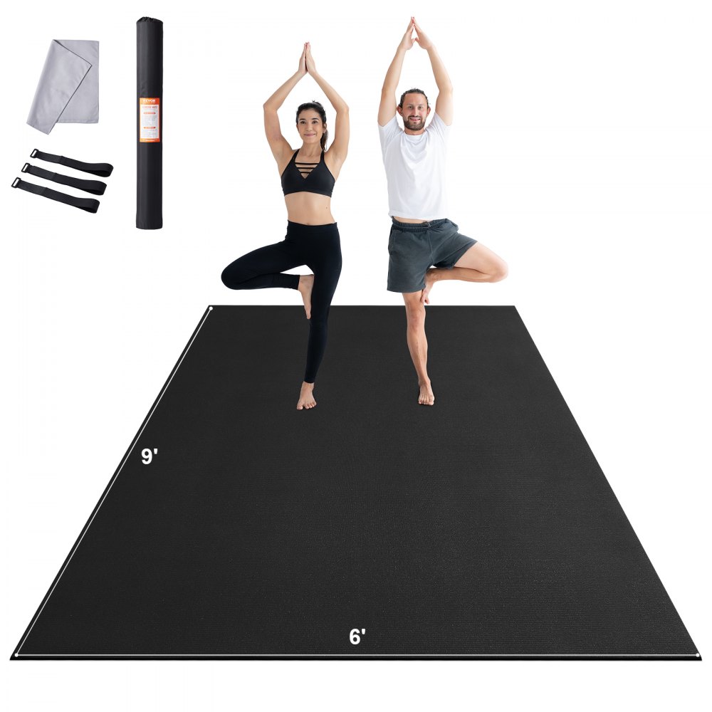 VEVOR Trainingsmatte, rutschfeste, hochdichte Premium-Yogamatte, Trainings-Yogamatte für Männer und Frauen, Fitness- und Trainingsmatte mit Tasche und Tragegurt, für alle Arten von Heim-Yoga, Pilates und Bodentraining (2,7 x 1,8 m)
