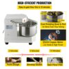 VEVOR Teigknetmaschine Küchenmaschine, 8 L Edelstahl Teigmixer, 450 W, einstellbar (130/233/414 U/min), inkl. Edelstahlschüssel, Sicherheitsschild, Timer, ideal für Bäckereien, Restaurants, Pizzeria – Bild 4