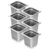 VEVOR Gastronormbehälter, Edelstahl Behälter 6 Stk. 1/6 Größe 178 x 168 x 160 mm Speisebehälter, kommerzieller Dampfpfanne Warmhaltebehälter für Speisen, Torten, Hotelpfanne Tisch Food Pan Buffet
