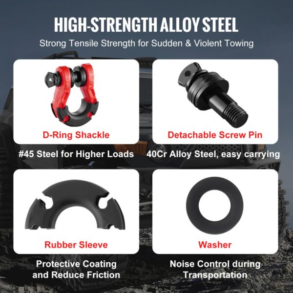 VEVOR 2er-Pack 3/4 Zoll D-Ring-Schäkel mit 7/8Zoll Schraubstift Bruchfestigkeit 30000kg – Bild 3 VEVOR 2er-Pack 3/4 Zoll D-Ring-Schäkel mit 7/8Zoll Schraubstift Bruchfestigkeit 30000kg – Bild 3